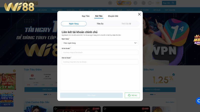 Các bước rút tiền